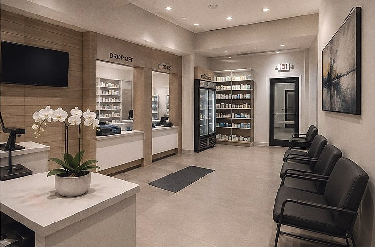 Design rendering of Pharmacy fit-out in Tarzana, California — view 2