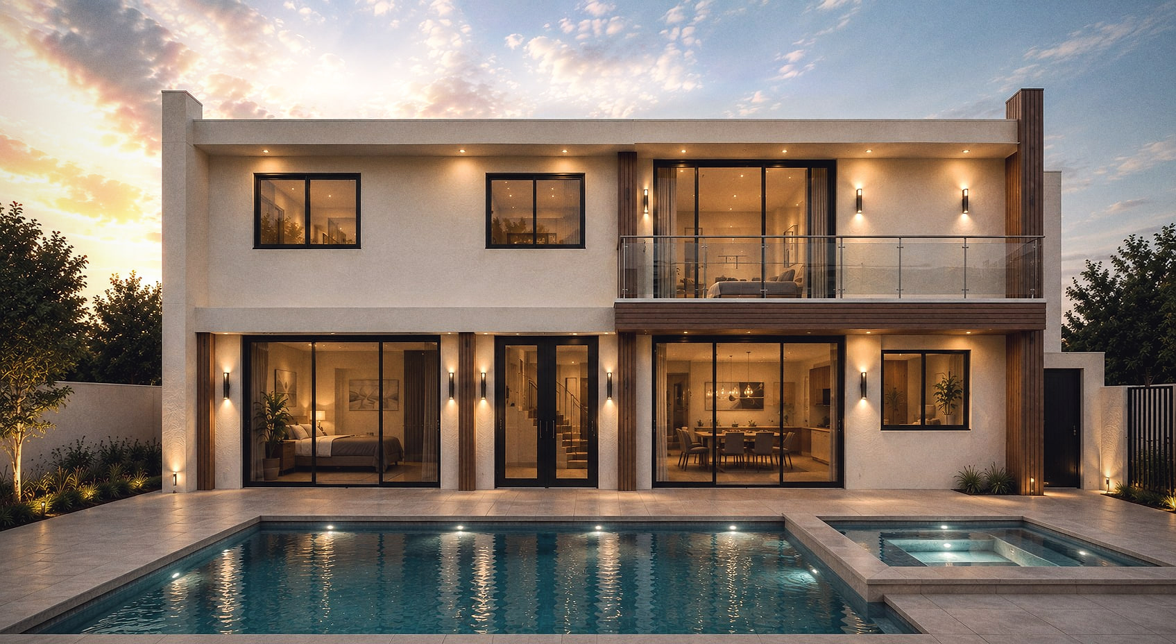 Design rendering of Courtyard house in Calabasas, California — view 3