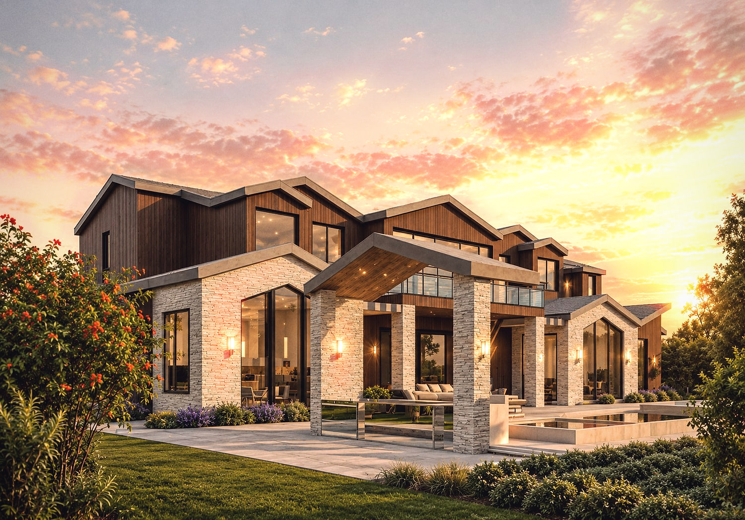 Design rendering of Ranch-form residence in Hidden Hills, California — view 4